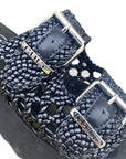 Cult sandalo da donna due fasce in pelle intrecciata impreziosite da fibbie in metallo con logo JANIS 4476 nero