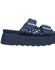 Cult sandalo da donna due fasce in pelle intrecciata impreziosite da fibbie in metallo con logo JANIS 4476 nero