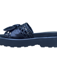 Cult sandalo flat da donna con fascia in pelle intrecciata e fiocco in reso ZIGGY 4288 nero