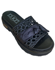 Cult sandalo flat da donna con fascia in pelle intrecciata e fiocco in reso ZIGGY 4288 nero