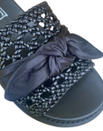 Cult sandalo flat da donna con fascia in pelle intrecciata e fiocco in reso ZIGGY 4288 nero