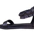Cult sandalo flat da donna con fascia rouche alla caviglia Roshelle 4495 nero