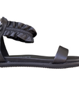 Cult sandalo flat da donna con fascia rouche alla caviglia Roshelle 4495 nero
