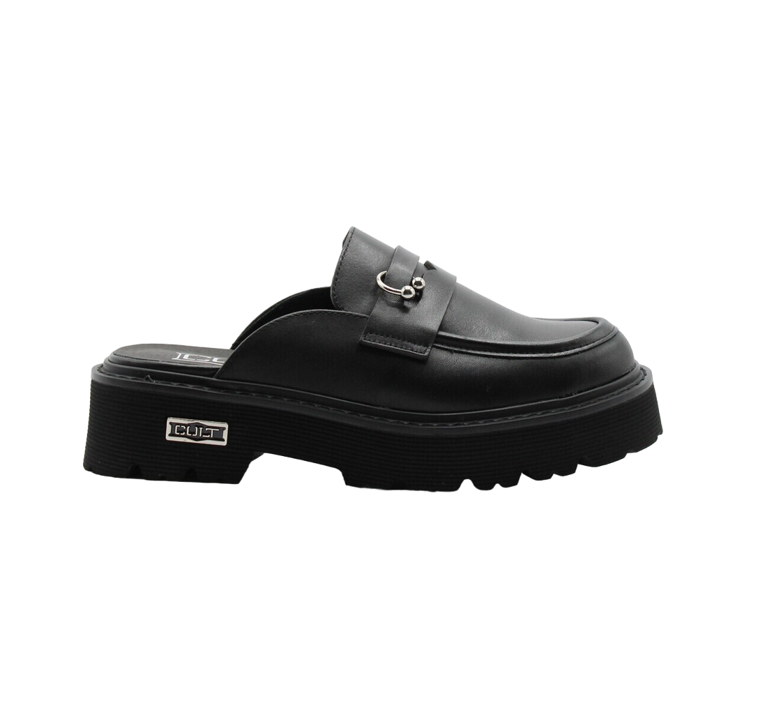 Cult mocassino a sabot da donna in pelle con piercing Slash 4214 nero