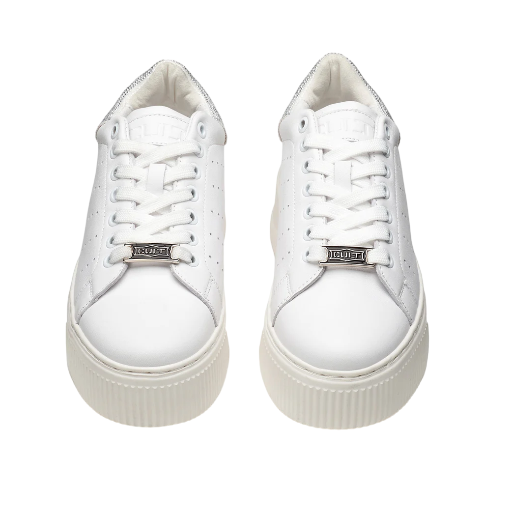 Cult scarpa sneakers da donna in pelle con applicazione glitter Perry 3162 CLW316220 bianco