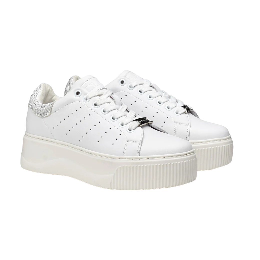 Cult scarpa sneakers da donna in pelle con applicazione glitter Perry 3162 CLW316220 bianco