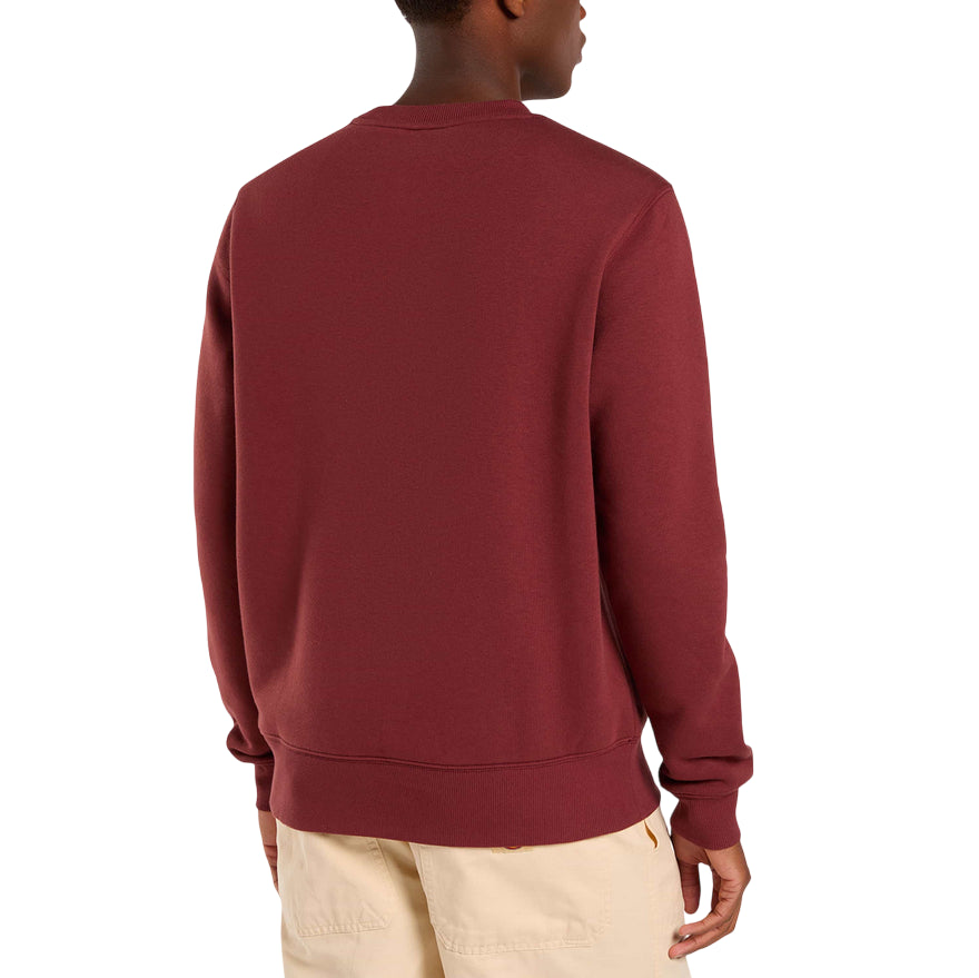 Dickies felpa girocollo da adulto Oakport bordeaux DK0A4XCEL161 - posteriore indossato
