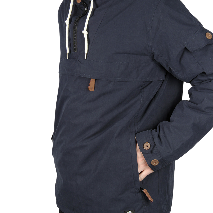 Dickies giaccone da uomo con cappuccio mezza zip e tascone a marsupio Milford blu