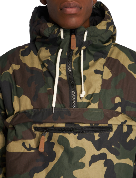 Dickies giaccone da uomo con cappuccio mezza zip e tascone a marsupio Milford camouflage
