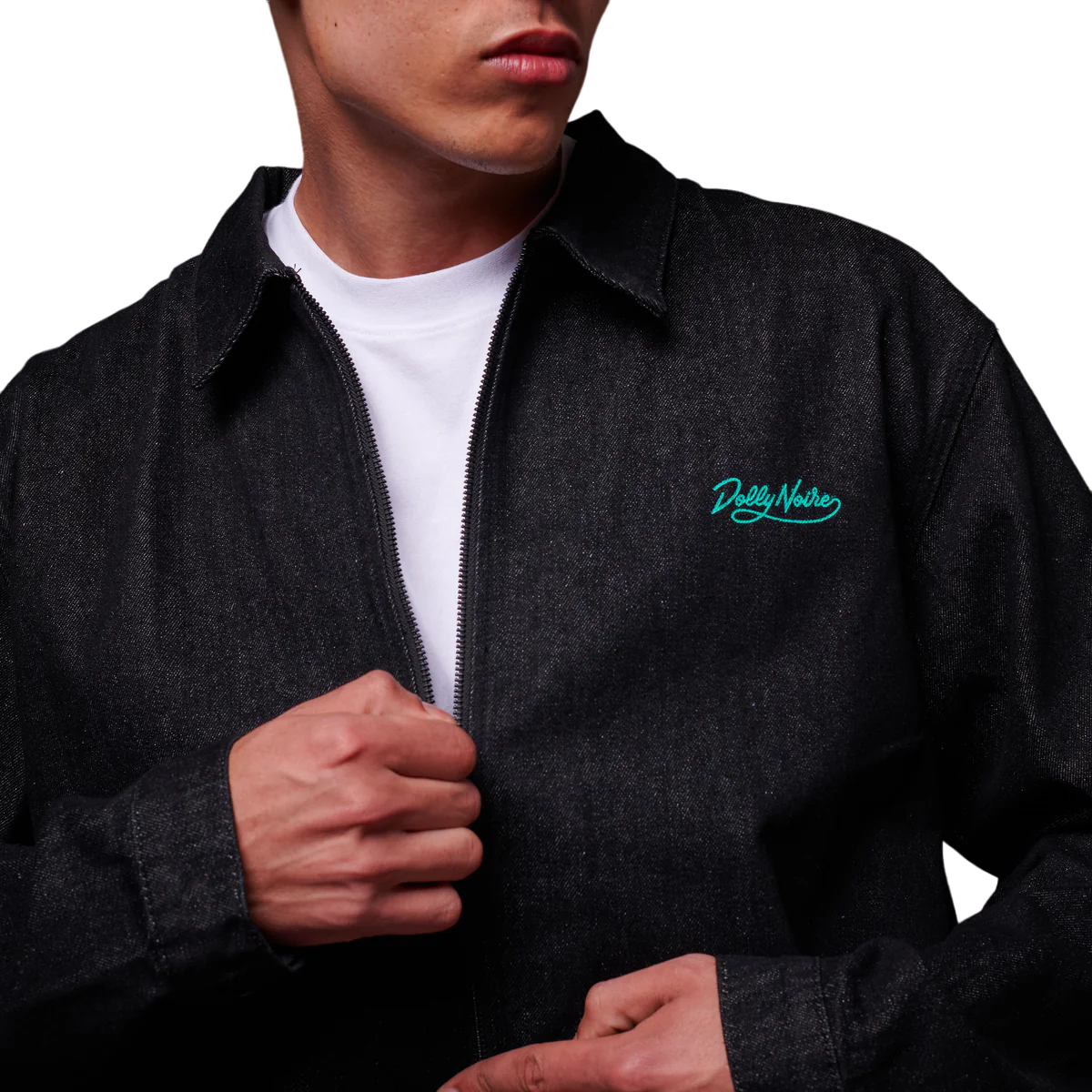 Dolly Noire giacca sfoderata in denim con stampa Mythos jk726-jr-01 nero