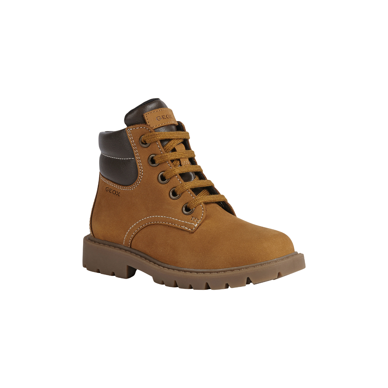 Geox stivaletto boscaiolo da bambino Shaylax in pelle nabuk J16FAB 032BC C0930 b giallo-marrone