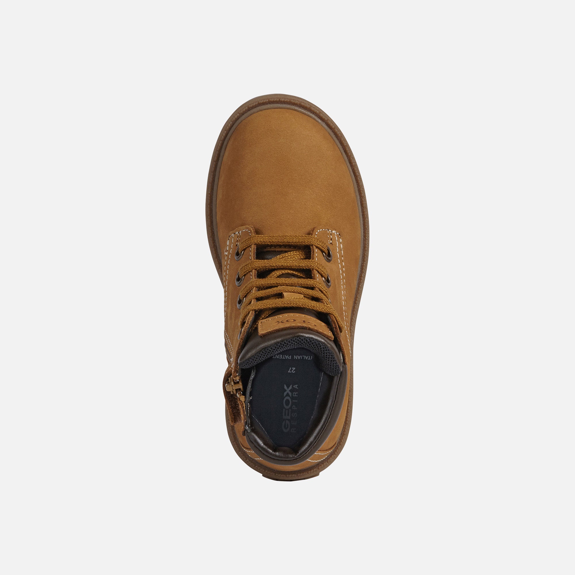 Geox stivaletto boscaiolo da bambino Shaylax in pelle nabuk J16FAB 032BC C0930 b giallo-marrone