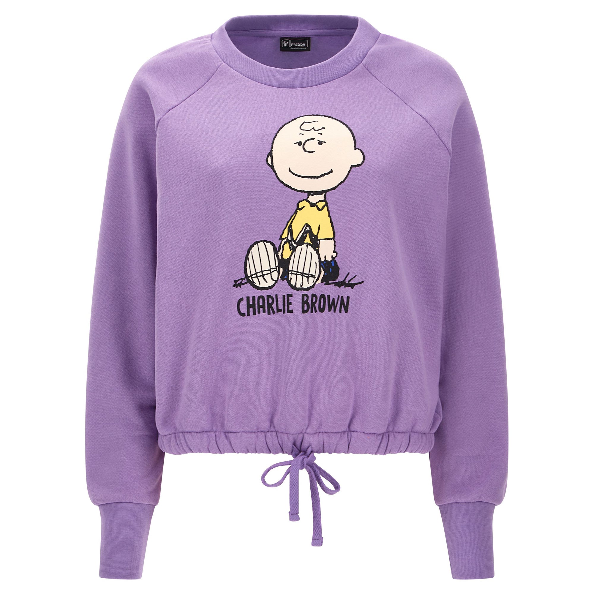 Freddy felpa corta da donna con coulisse e stampa Charlie Brown F3WMCS7-ST1 L18 lavanda