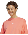 Felpa donna Adidas Essentials Feelcozy KE4362 colore corallo, abbigliamento sportivo casual di qualità premium, logo