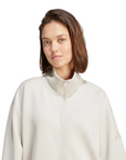 Felpa donna Adidas con zip JV9904 colore beige vestibilità ampia elegante, abbigliamento casual premium, zip