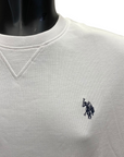 Felpa girocollo U.S.Polo Assn. Max US41187001 bianca da uomo con logo ricamato sul petto
