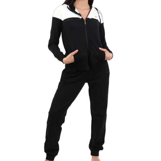 Freddy Tuta con zip e cappuccio in felpa garzata F3WTRK9 NW72N panna-nero