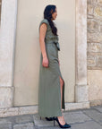 Gaudì abito lungo da donna con elastico in vita 511BD15003 2526 verde