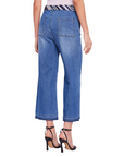 Gaudì pantalone jeans da donna largo a vita alta con foulard come cintura 511BD26010 blu chiaro