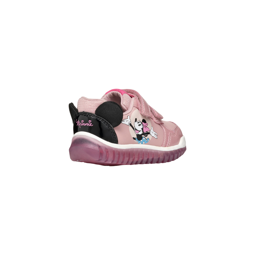 Geox scarpa da bambina con strappo e luci Minny Disney B4661B 0AJ02 C8179 rosa antico-nero