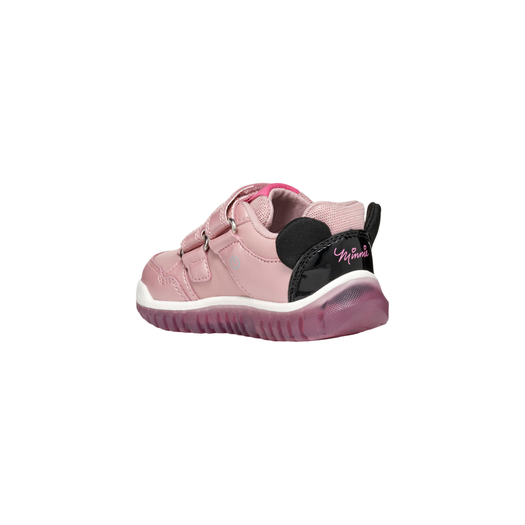 Geox scarpa da bambina con strappo e luci Minny Disney B4661B 0AJ02 C8179 rosa antico-nero