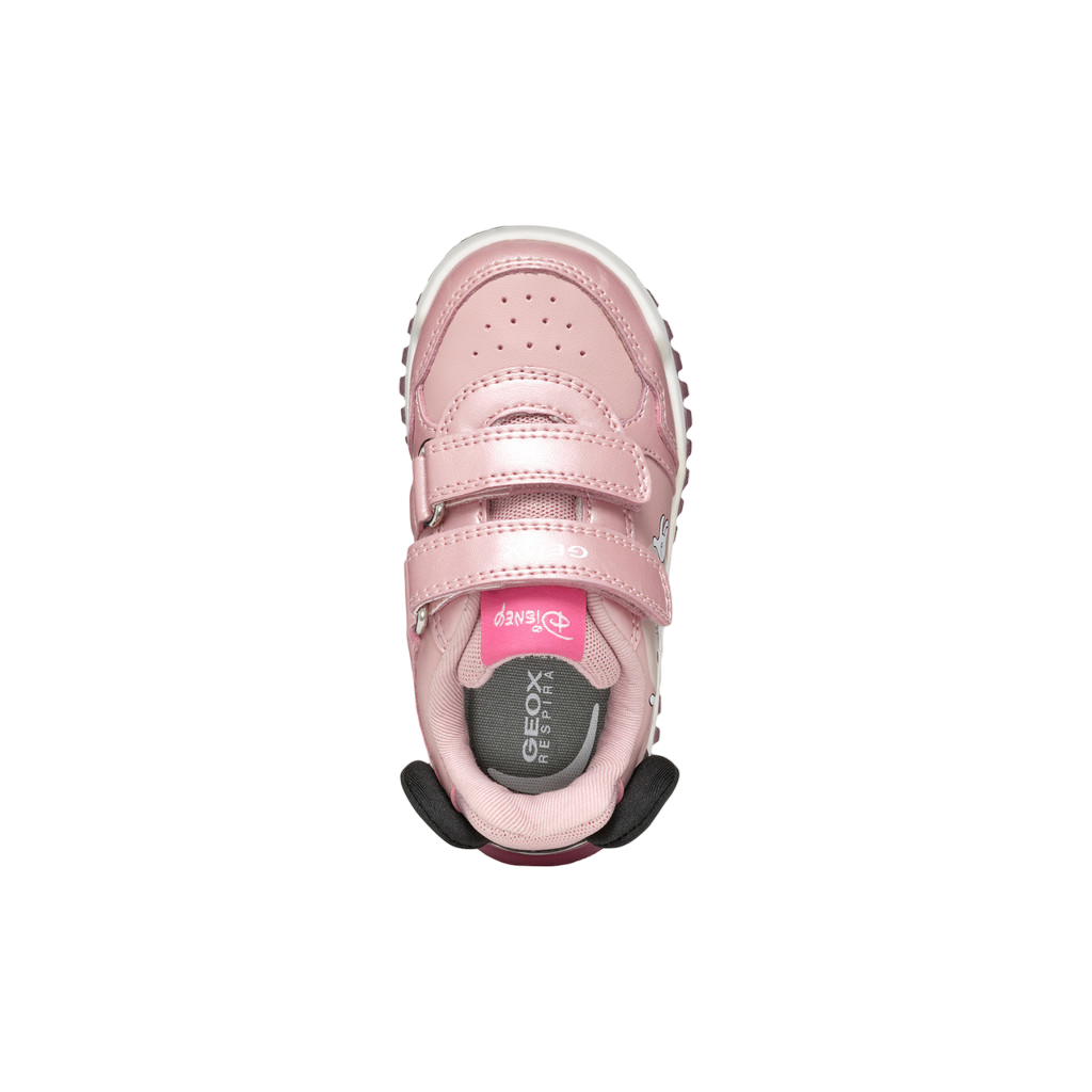 Geox scarpa da bambina con strappo e luci Minny Disney B4661B 0AJ02 C8179 rosa antico-nero