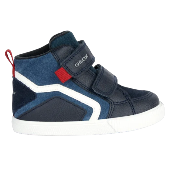 Geox scarpa sneaker alta da bambino con strappo in pelle B36A7E 022ME C4277 Kilwi blu