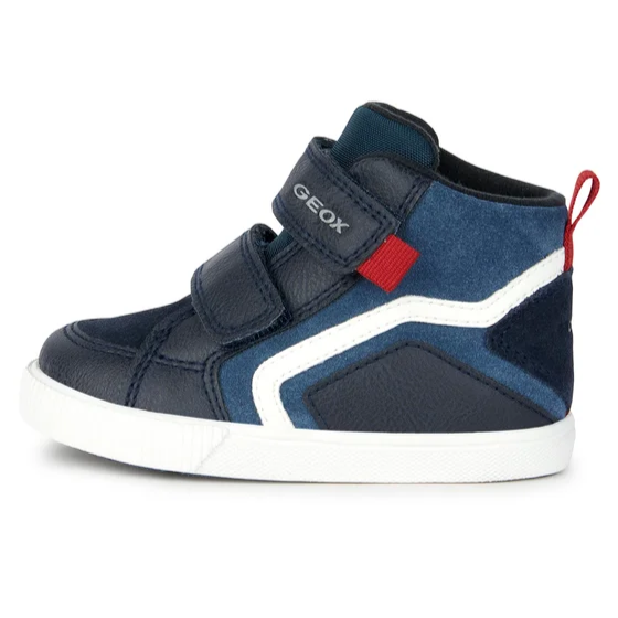 Geox scarpa sneaker alta da bambino con strappo in pelle B36A7E 022ME C4277 Kilwi blu