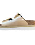 Goldstar ciabatta da donna con sottopiede in pelle a 2 fasce 1 regolabile e l'altra con applicazione GS4888M beige