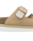 Goldstar ciabatta da donna con sottopiede in pelle a 2 fasce 1 regolabile e l'altra con applicazione GS4888M beige