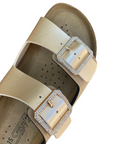 Goldstar ciabatta da donna con sottopiede in pelle a 2 fasce 1 regolabile e l'altra con applicazione GS4888M beige