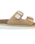 Goldstar ciabatta da donna con sottopiede in pelle a 2 fasce 1 regolabile e l'altra con applicazione GS4888M beige