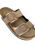 Goldstar ciabatta da donna con sottopiede in pelle a 2 fasce con fibbie GS4800V bronzo