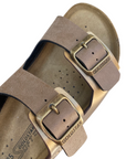 Goldstar ciabatta da donna con sottopiede in pelle a 2 fasce con fibbie GS4800V bronzo