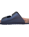 Goldstar ciabatta da donna sottopiede in pelle con 2 fibbie con strass GS31801QS premier nero