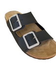 Goldstar ciabatta da donna sottopiede in pelle con 2 fibbie con strass GS31801QS premier nero