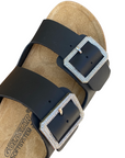 Goldstar ciabatta da donna sottopiede in pelle con 2 fibbie con strass GS31801QS premier nero