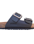 Goldstar ciabatta da donna sottopiede in pelle con 2 fibbie con strass GS31801QS premier nero