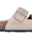 Goldstar ciabatta da donna sottopiede in pelle con 2 fibbie con strass GS31801QS sabbia