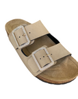 Goldstar ciabatta da donna sottopiede in pelle con 2 fibbie con strass GS31801QS sabbia