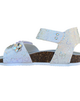 Goldstar sandalo da bambina con plantare ergonomico fasce regolabili con applicazione GS807FH bianco