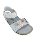 Goldstar sandalo da bambina con plantare ergonomico fasce regolabili con applicazione GS807FH bianco