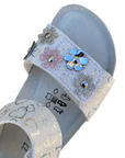 Goldstar sandalo da bambina con plantare ergonomico fasce regolabili con applicazione GS807FH bianco