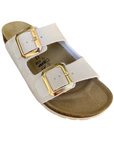 Goldstar sandalo da donna a doppia fibbia dorata GS1800QL platino