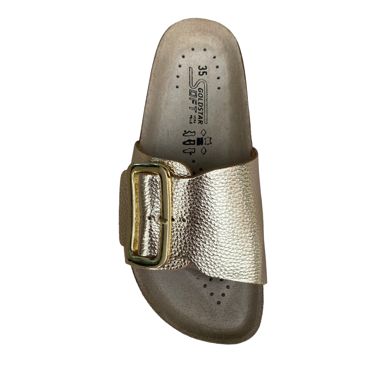 Goldstar ciabatta da donna sottopiede in pelle con fibbia dorata GS4836 platino