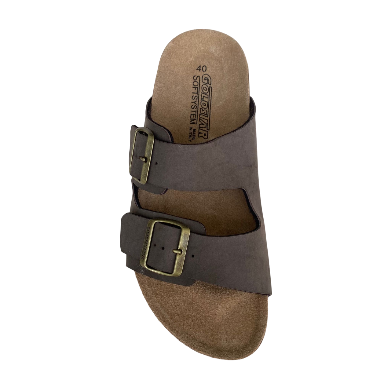 Goldstar ciabatta da uomo con sottopiede in pelle e con 2 fibbie regolabili GS39900 moro
