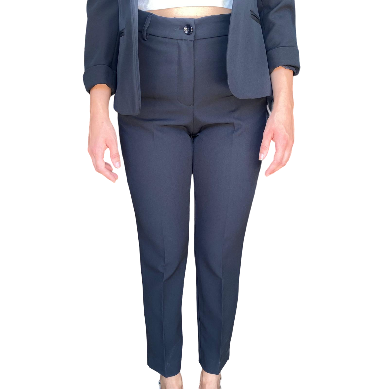 Griffai Completo da donna con giacca a manica 3/4 e pantalone elasticizzato DGP5001 nero
