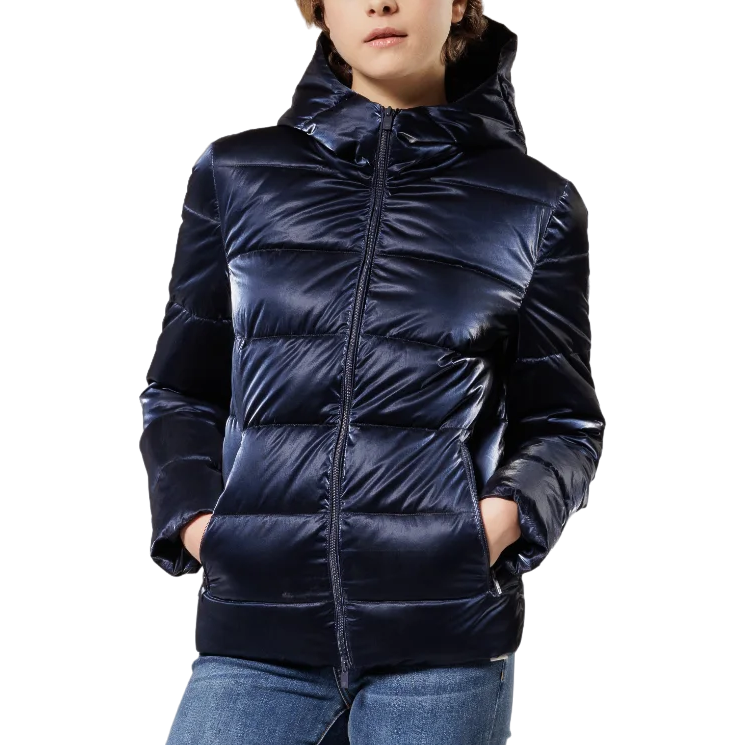 Griffai Giubbino corto da donna con Cappuccio in nylon liquid DGF2253 navy
