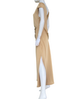 Griffai Abito lungo da donna in raso con scollo a V DGP6682 bronzo_laterale