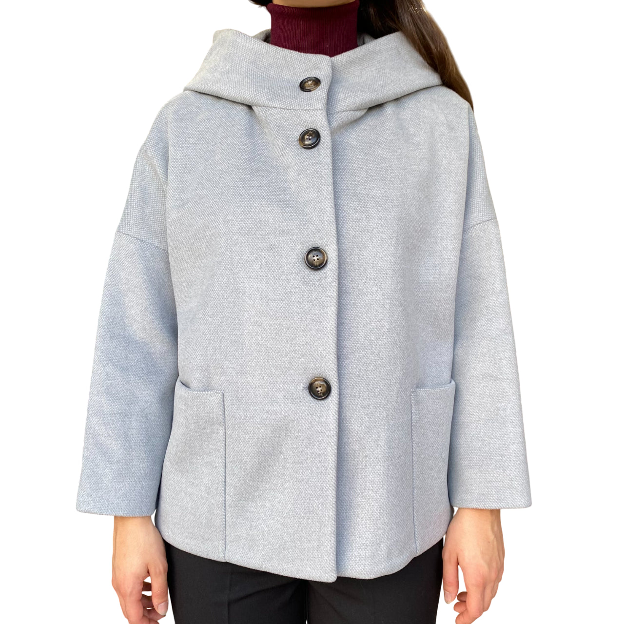 Griffai cappotto corto con cappuccio donna DGF606056 grigio